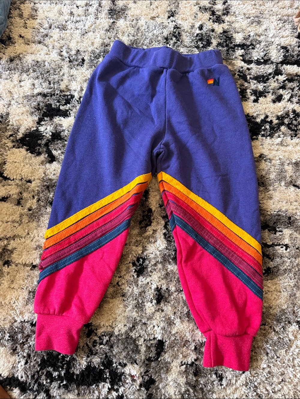 Aviator Nation Purple, Pink & Yellow Kids Joggers with Rainbow Stripe